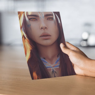 NATIVE AMERICAN PRETTY WOMAN GIRL ART BIRTHDAY CARD