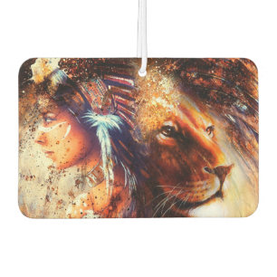 Native American Princess and Lion Car Air Freshener