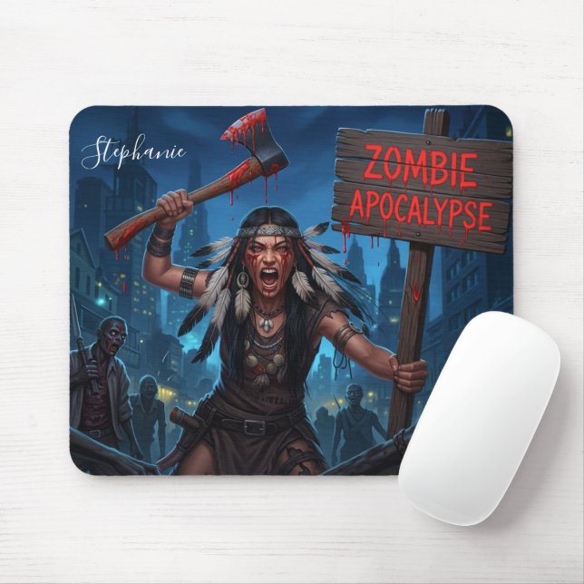 Native American Princess in Zombie Apocalypse Mouse Mat (With Mouse)