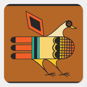 Native American Quail Square Sticker