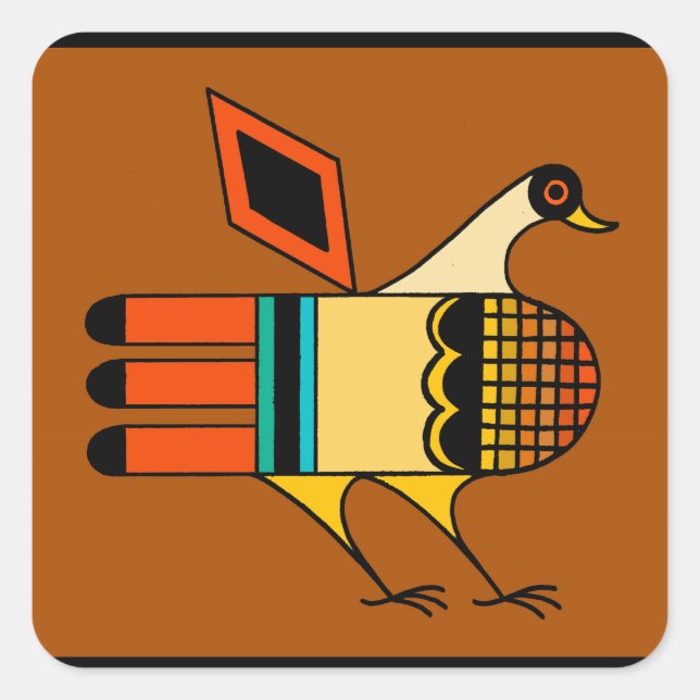 Native American Quail Square Sticker (Front)
