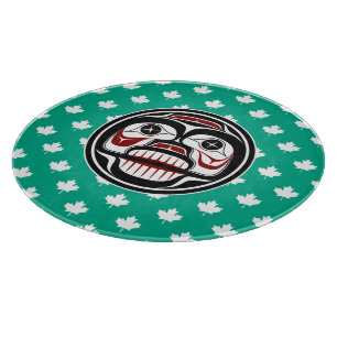 Native American Red Black Art Weeping Skull Cutting Board