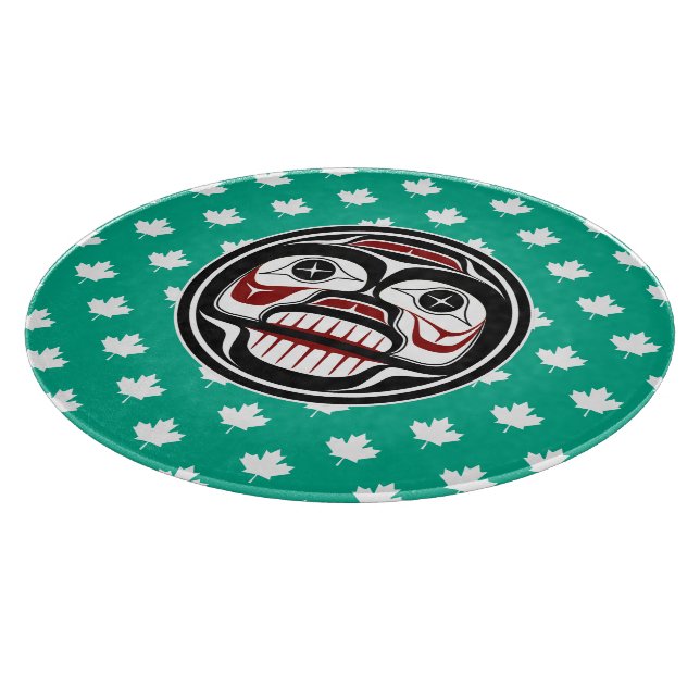 Native American Red Black Art Weeping Skull Cutting Board (Corner)