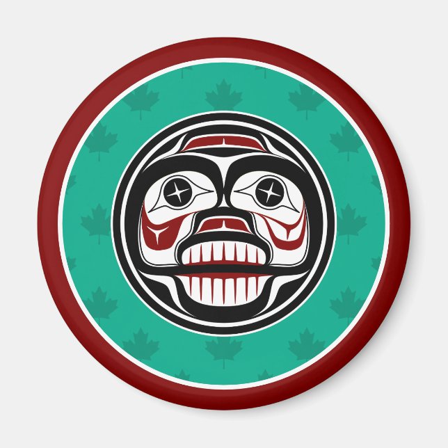 Native American Red Black Art Weeping Skull Magnet (Front)