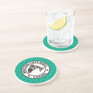 Native American Red Black Graphic Vector Salmon Co Coaster