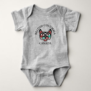 Native American Red Black Green Haida Art Kitty Baby Bodysuit
