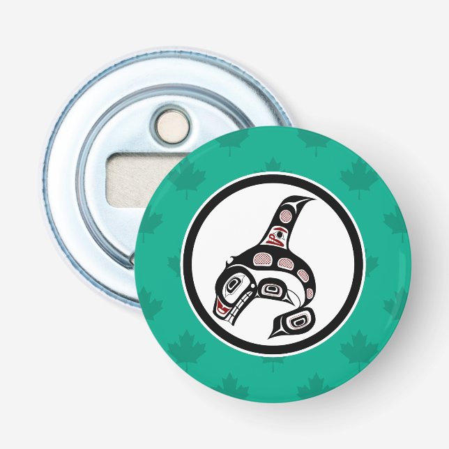 Native American Red Black Haida Art Killer Whale Bottle Opener (Front)