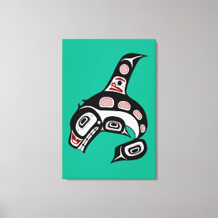 Native American Red Black Haida Art Killer Whale Canvas Print