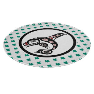 Native American Red Black Haida Art Killer Whale Cutting Board