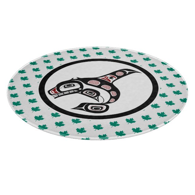 Native American Red Black Haida Art Orca Whale Cutting Board (Corner)