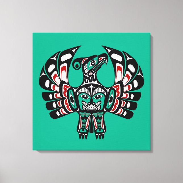 Native American Red Black Haida Art Thunderbird Canvas Print (Front)