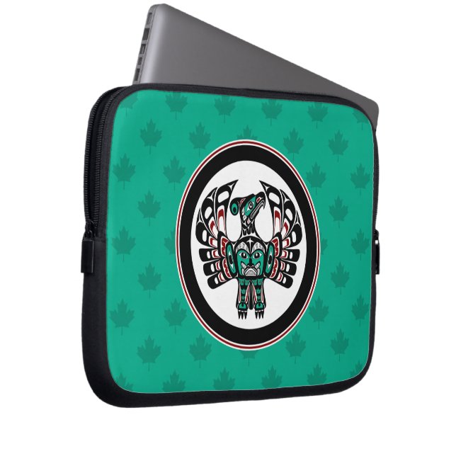 Native American Red Black Haida Art Thunderbird Laptop Sleeve (Front Right)