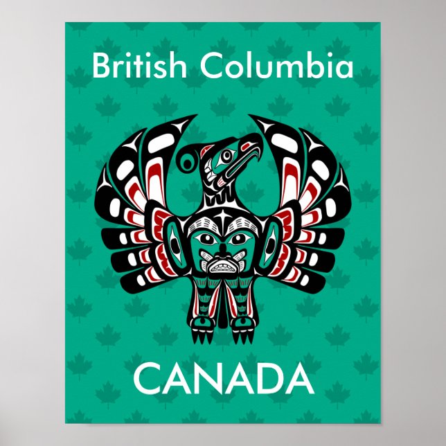 Native American Red Black Haida Art Thunderbird Poster (Front)