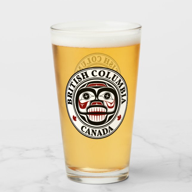 Native American Red Black Haida Art Weeping Skull Glass (Front Filled)