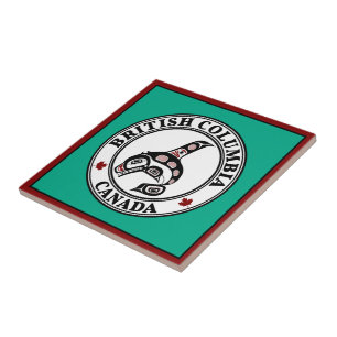 Native American Red Black Haida Orca Killer Whale Tile