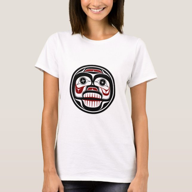 Native American Red Black Haida Weeping Skull T-Shirt (Front)