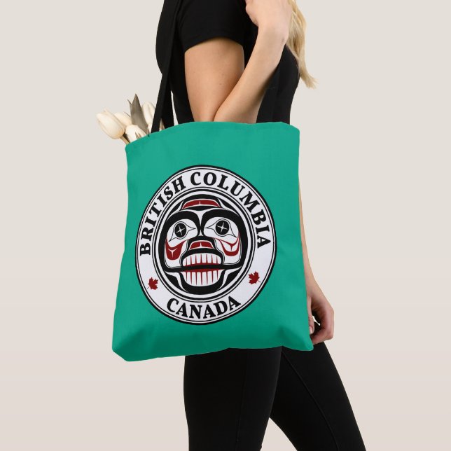 Native American Red Black Haida Weeping skull Tote Bag (Close Up)