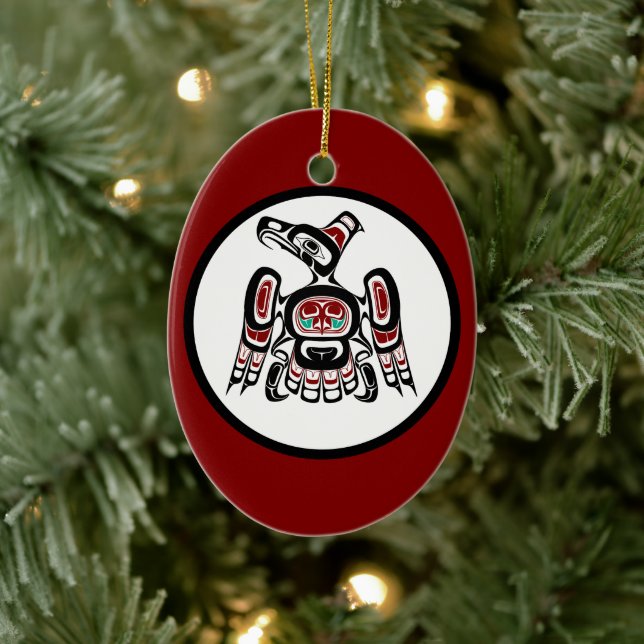 Native American Red Black Kaigani Thunderbird Ceramic Tree Decoration (Tree)