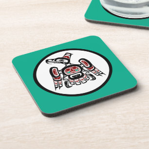 Native American Red Black Kaigani Thunderbird Coaster