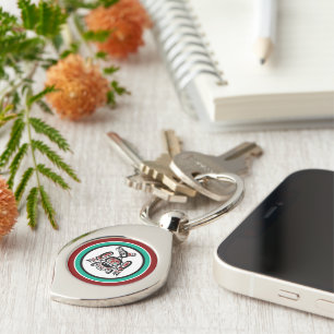 Native American Red Black Kaigani Thunderbird Key Ring