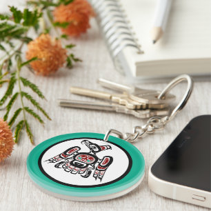 Native American Red Black Kaigani Thunderbird Key Ring