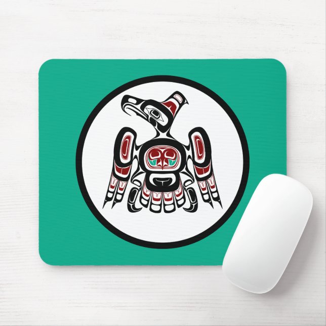 Native American Red Black Kaigani Thunderbird Mouse Mat (With Mouse)