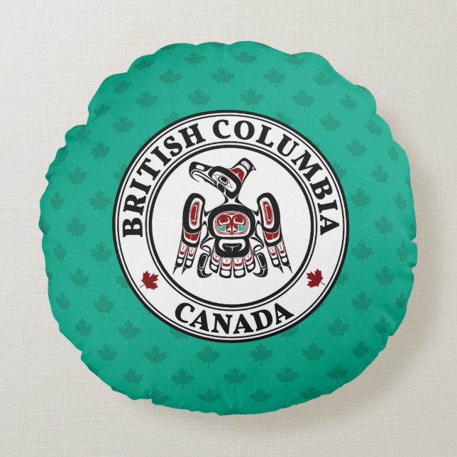 Native American Red Black Kaigani Thunderbird Round Cushion (Front)