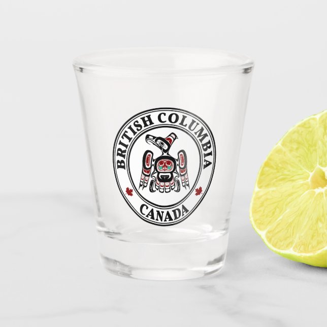 Native American Red Black Kaigani Thunderbird Shot Glass (Front)