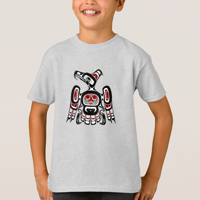 Native American Red Black Kaigani Thunderbird T-Shirt (Front)