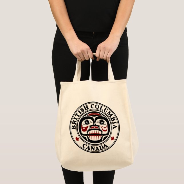 Native American Red Black White Art Weeping Skull Tote Bag (Front (Product))