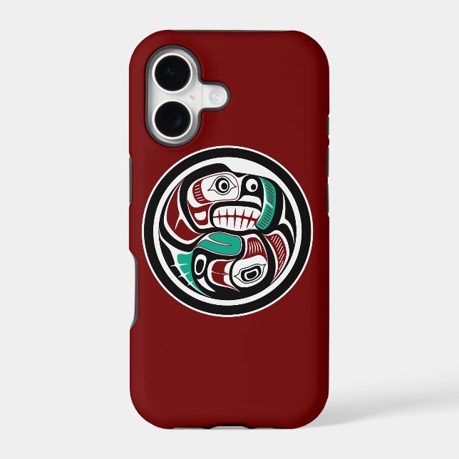 Native American Red Black White Haida Otter Salmon (Back)