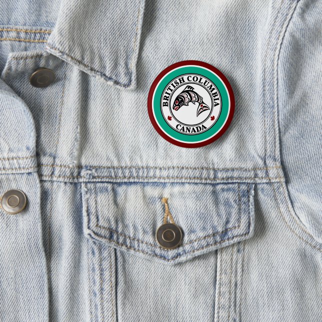 Native American Red Black White Haida Otter Salmon 6 Cm Round Badge (In Situ)