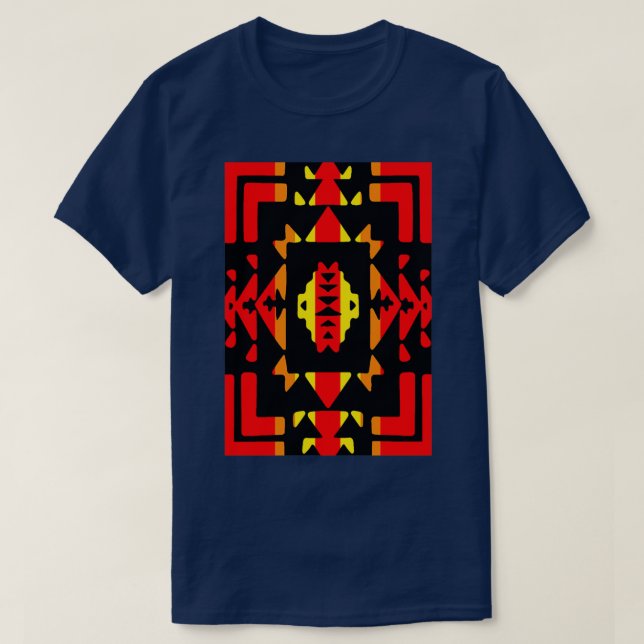 Native American Red Fire Color Blanket Print  T-Shirt (Design Front)