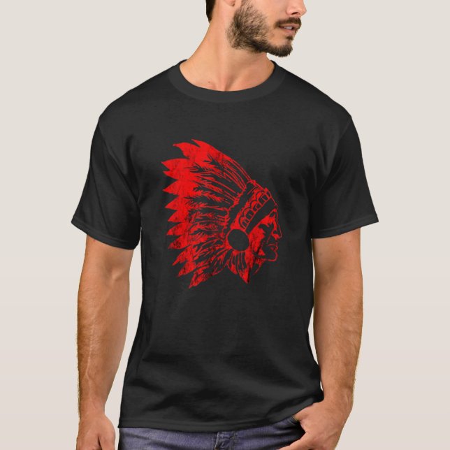 Native American Red Indian Chief Indigenous Leader T-Shirt (Front)
