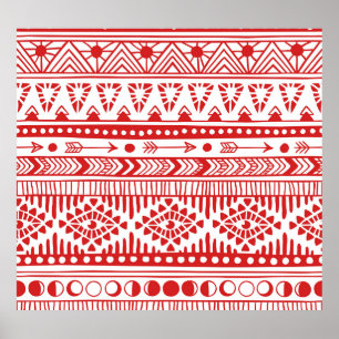 Native American: Red Ink Doodle. Poster