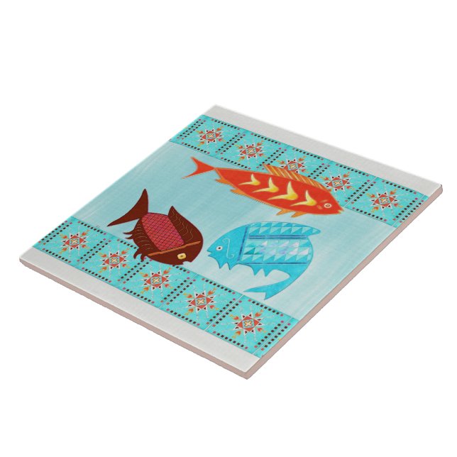 Native American River Folk BATHROOM DECOR SHOWER Tile (Side)