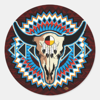 Native American Round skull sticker