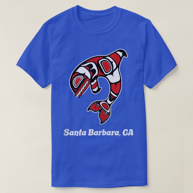 Native American Santa Barbara CA Tribal Orca Kille T-Shirt (Design Front)