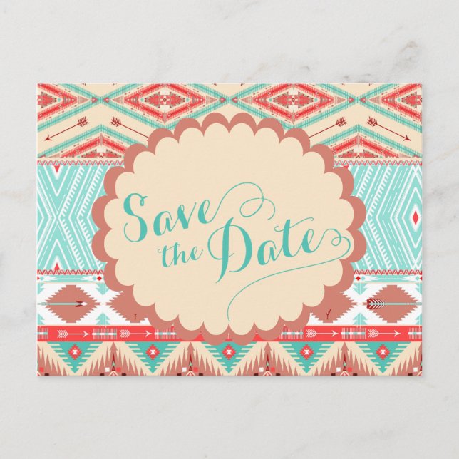 Native American Save the Date Announcement Postcard (Front)
