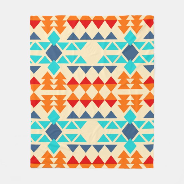 Native american seamless pattern of rhombus and tr fleece blanket (Front)