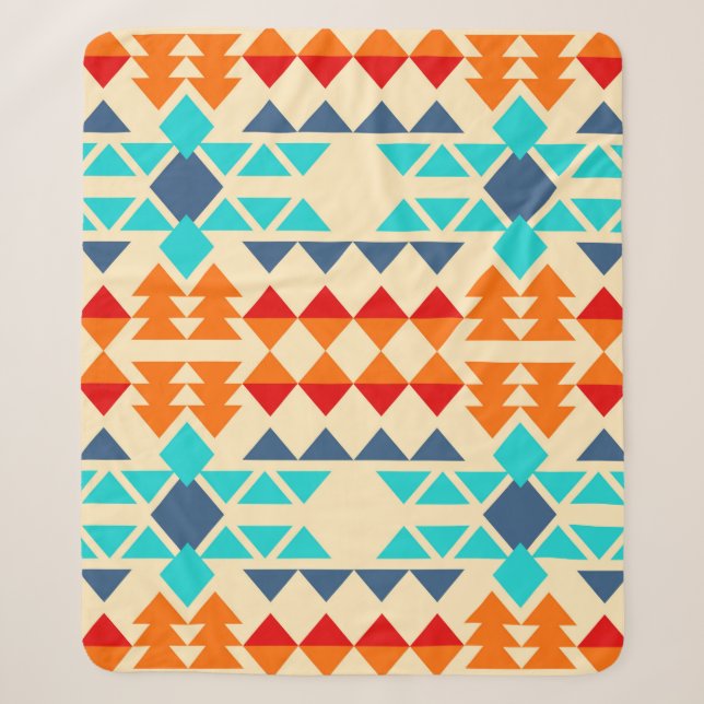 Native american seamless pattern of rhombus and tr sherpa blanket (Front)