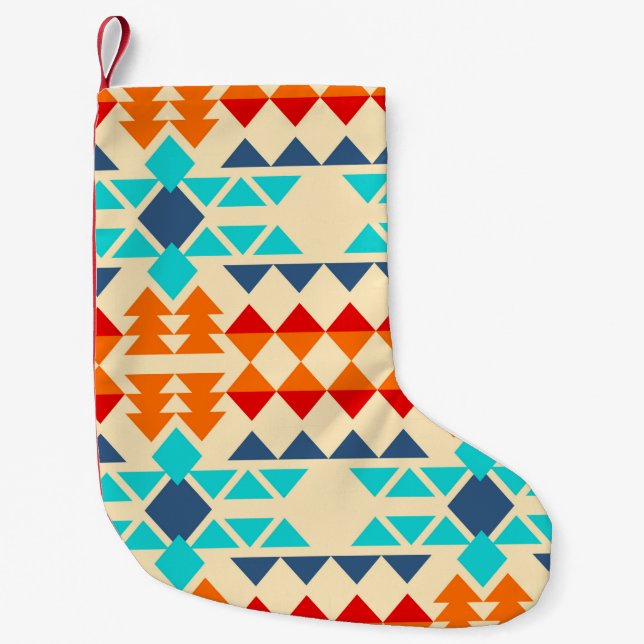 Native american seamless pattern of rhombus and tr small christmas stocking (Front)