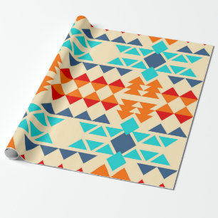 Native american seamless pattern of rhombus and tr wrapping paper