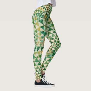 Native American seamless tribal pattern green Leggings