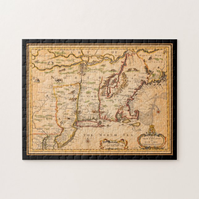 Native American Settlements 1600s New England Map  Jigsaw Puzzle (Horizontal)