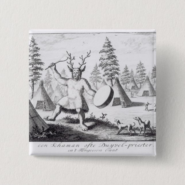 Native American Shaman 15 Cm Square Badge (Front)