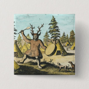 Native American Shaman 15 Cm Square Badge