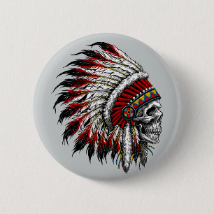 Native American Skull Button