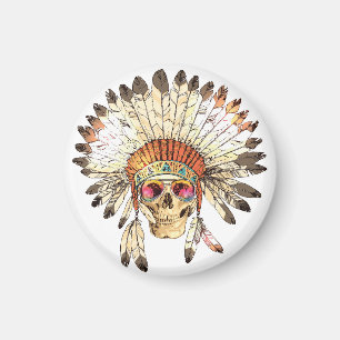 Native American Skull Fashion Illustration Magnet