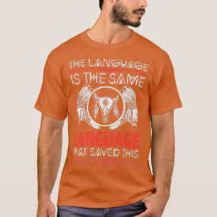 Native American Skull Forbidden Language Nation  T-Shirt